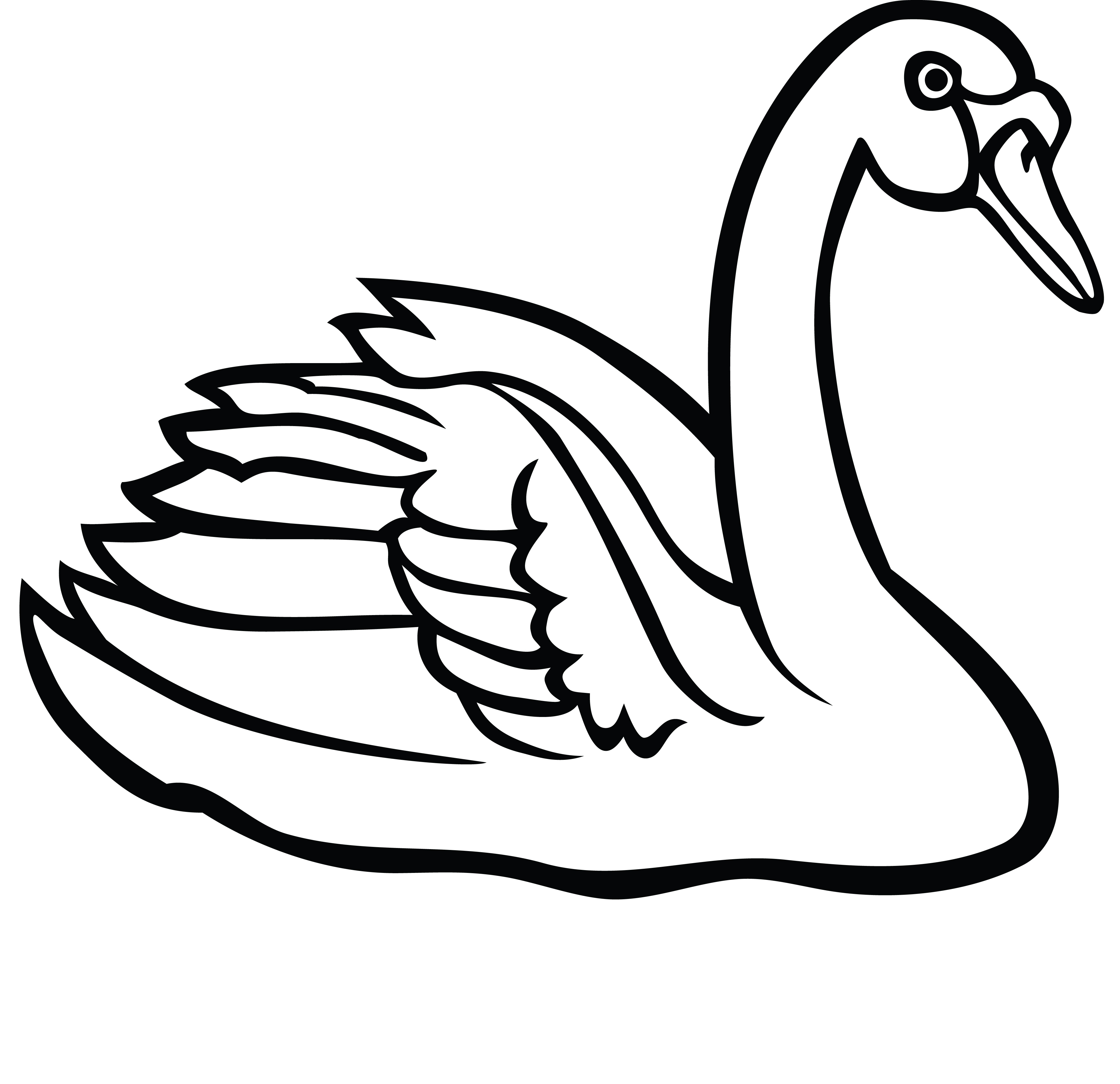 Stylized Pelican Line Art Illustration - Free Vector Graphic