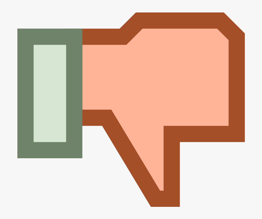 Pixel-art thumbs-down icon with a green rectangular panel on the left, symbolizing disapproval or negative feedback.