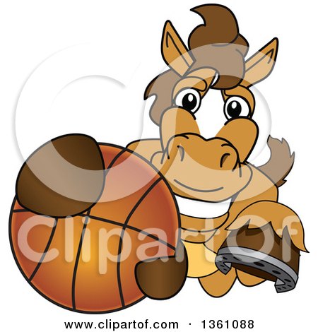 Fun Cartoon Horse Playing Basketball - Sports Mascot Clipart