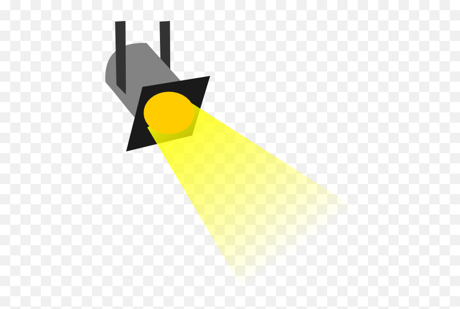 A stylized gray spotlight casting a bright yellow beam on a transparent background.