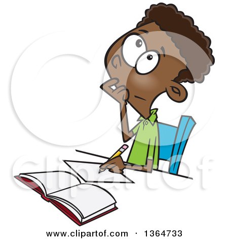Student Thinking Deeply While Studying - Educational Illustration
