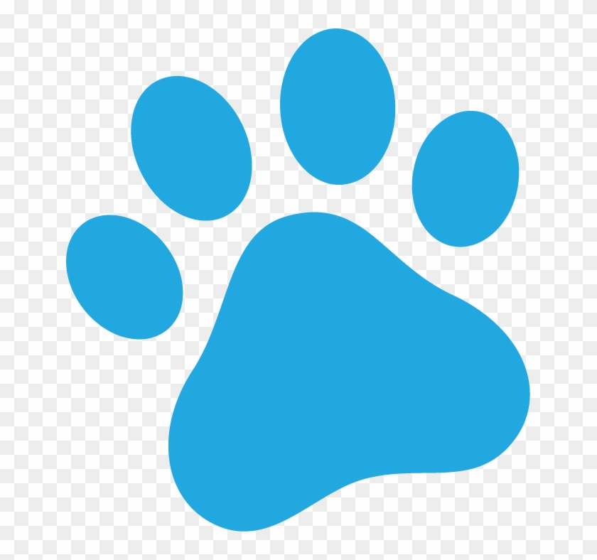 Blue stylized paw print icon on transparent background, representing pets or animal care.