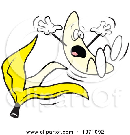 Banana Peel Slip Cartoon - Fun Illustration for Safety or Comedy Content