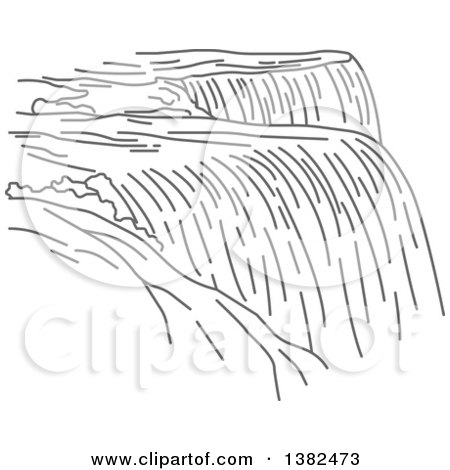 Waterfall Line Art Illustration - Free Clipart for Design & Education