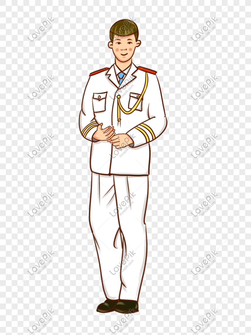 Naval Officer Illustration - White Dress Uniform Clipart