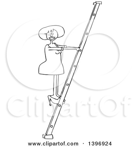 Woman Climbing Ladder - Clipart Illustration for Safety, Career, or Aspiration Themes