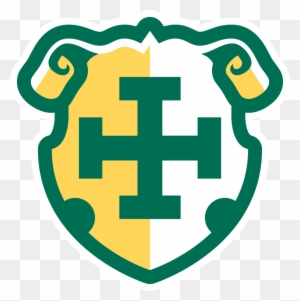Green and yellow shield logo featuring a stylized cross, with ornate scrollwork at the top.