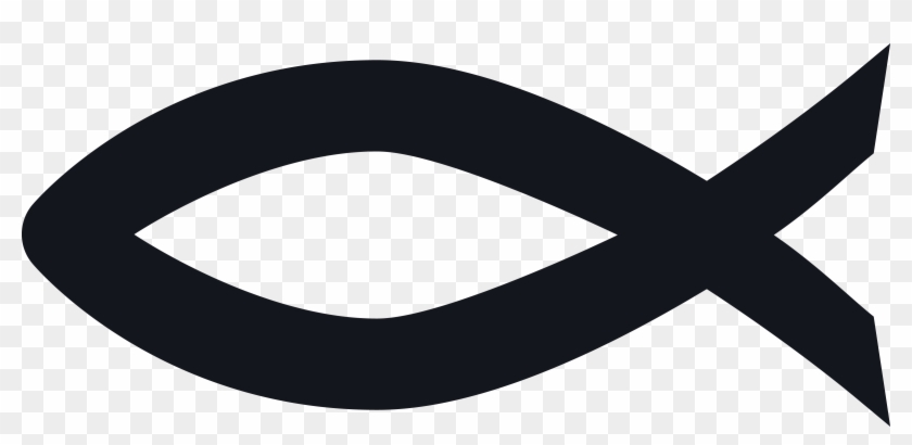 Black Christian fish symbol (Ichthys) on transparent background