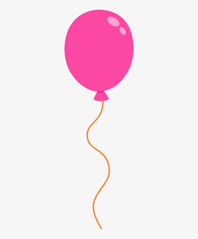 Bright pink balloon with orange string and highlight spots, floating upward.