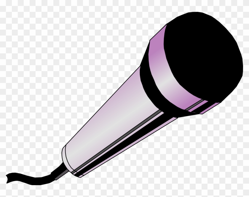 Purple and black handheld microphone with cable, illustrated on transparent background.