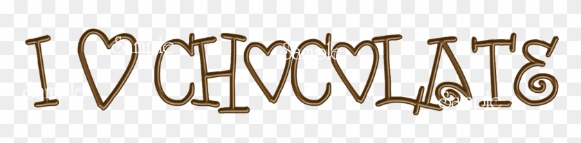 "I ♥ CHOCOLATE" written in chocolate-style font with heart symbols replacing O's, on transparent background.