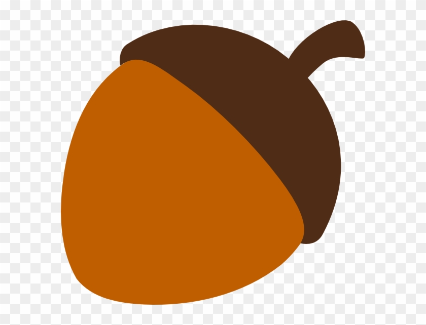 Stylized cartoon acorn with orange nut and brown cap on transparent background.