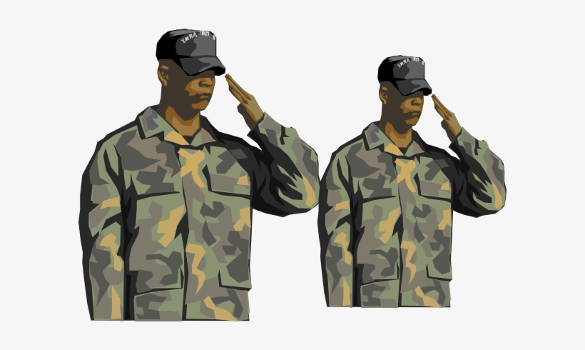 Military Salute Illustration - Soldiers in Camouflage Uniforms
