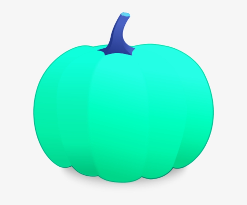 A stylized bright teal pumpkin with a dark blue stem, smooth surface, and subtle ridges on a white background.