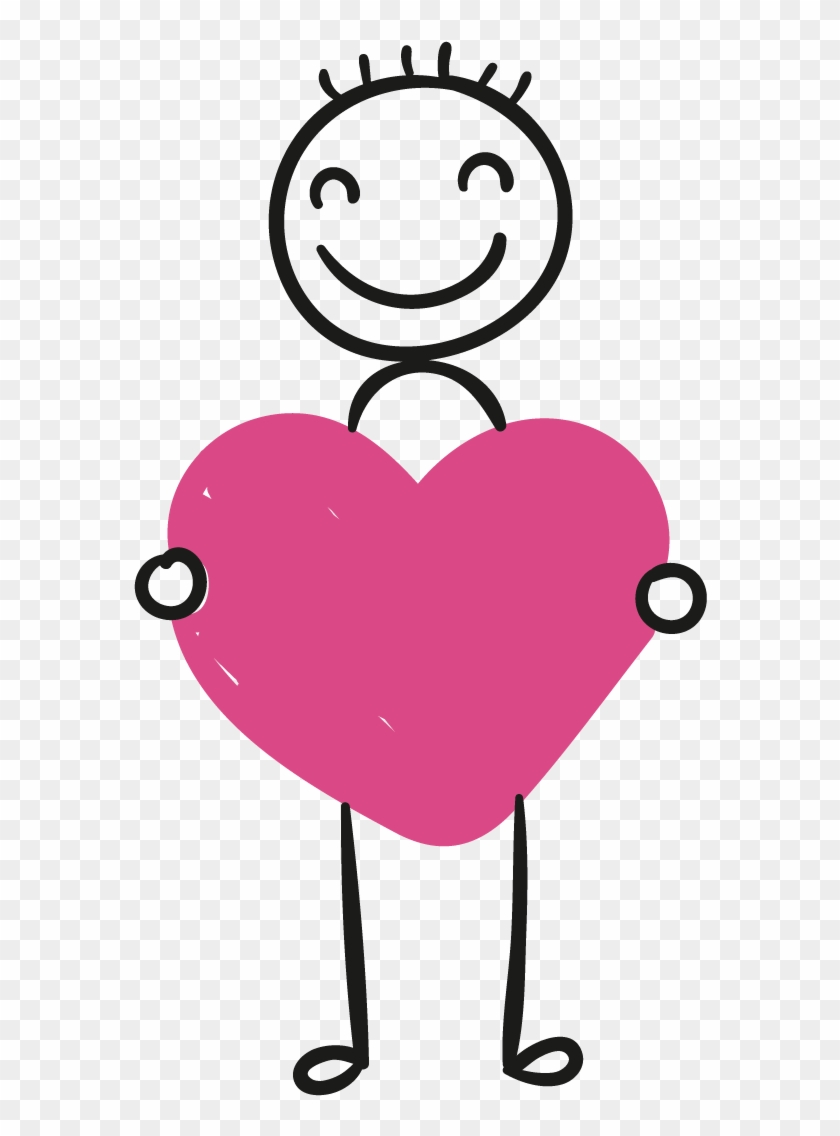 Happy Stick Figure Holding Heart - Free Clipart for Love & Kindness Themes