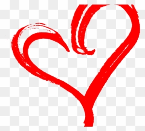 Hand-drawn red heart brushstroke on transparent background, symbolizing love and affection.
