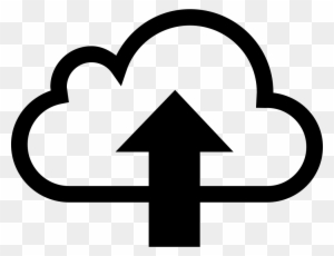 Black cloud icon with upward arrow indicating file upload to cloud storage.