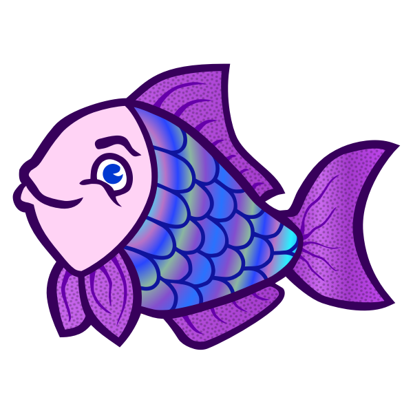 Purple Iridescent Cartoon Fish Illustration - Free Vector Art
