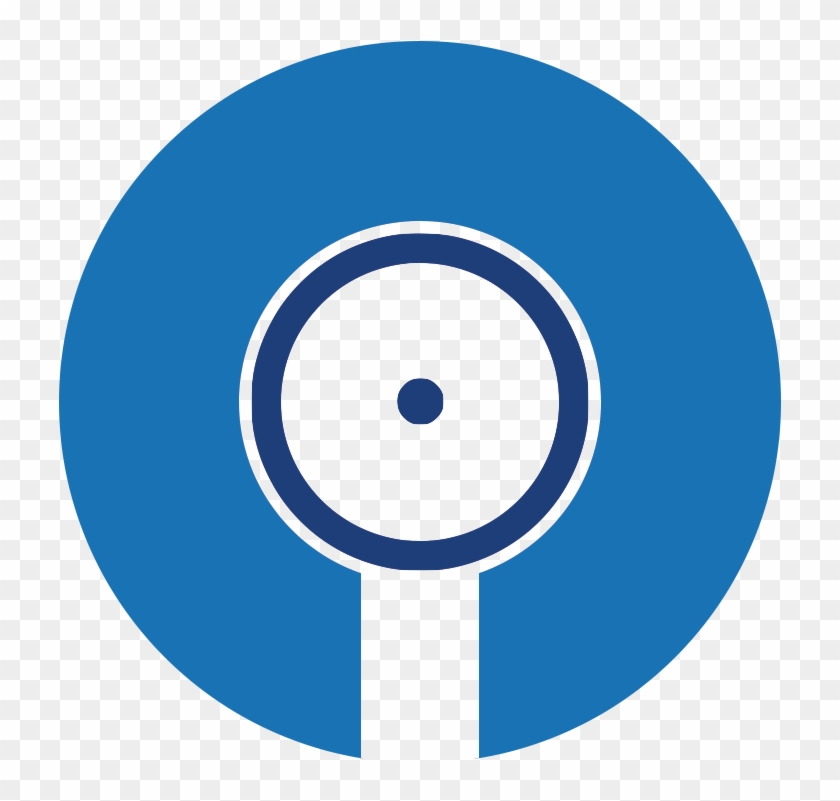 Blue circular icon with magnifying glass symbol, representing search or inspection functionality.