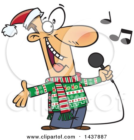 Festive Christmas Singer Cartoon - Joyful Holiday Clipart
