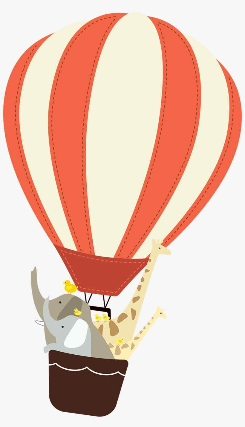 Whimsical Animal Hot Air Balloon Illustration - Free Clipart & Download