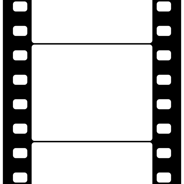 Three stacked white rectangular panels on a black background, resembling a film strip or UI layout template.