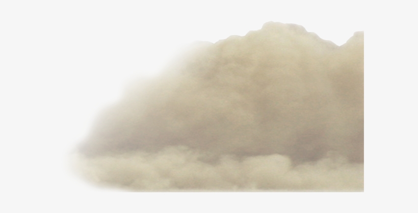 A dense, beige-colored dust cloud or sandstorm billowing against a white background.