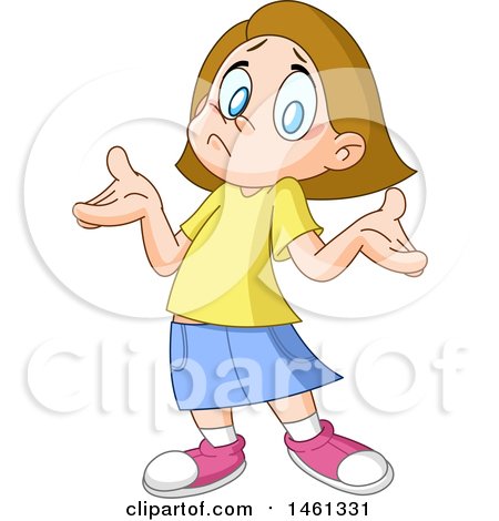 Confused Girl Cartoon Illustration - Free Clipart for Educational & Web Use