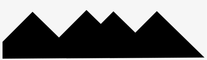 Black silhouette of a jagged mountain range with four peaks on a white background.