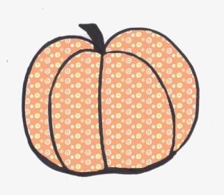 Hand-drawn orange pumpkin with white polka dots and black stem, stylized cartoon illustration.