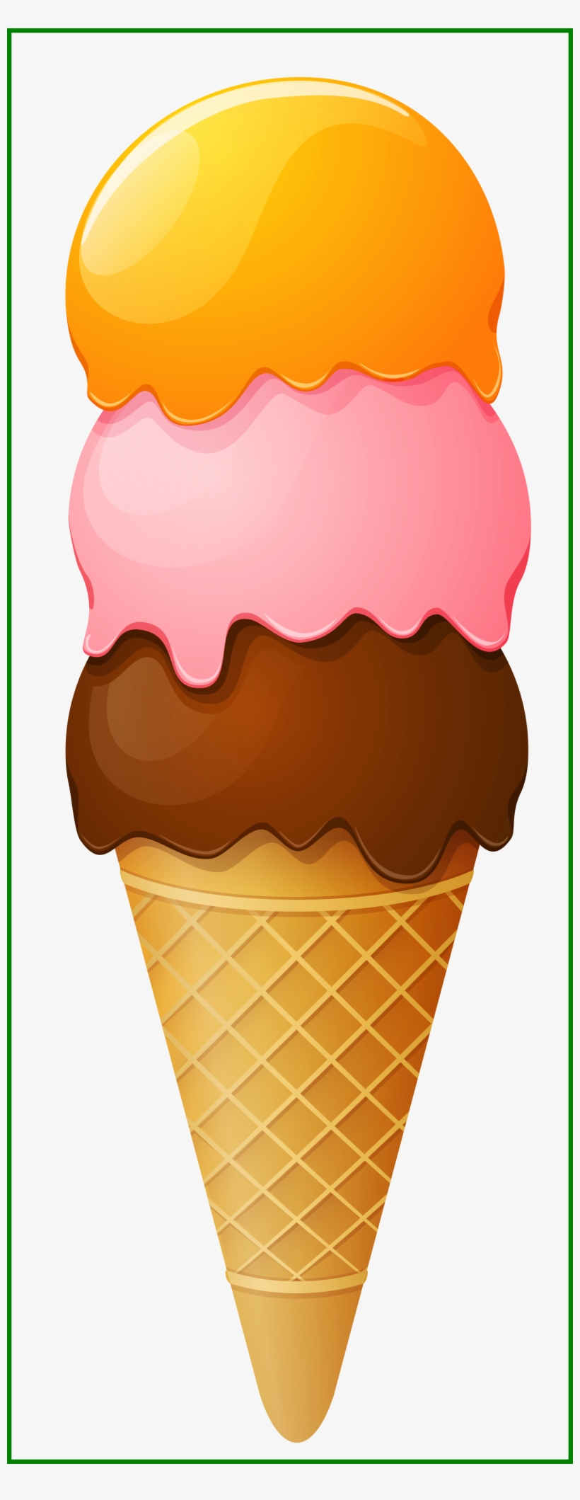 Delicious Triple-Scoop Ice Cream Cone - Sweet Treat Illustration
