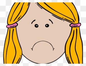 Sad cartoon girl with blonde pigtails and downturned mouth, expressing disappointment or upset.