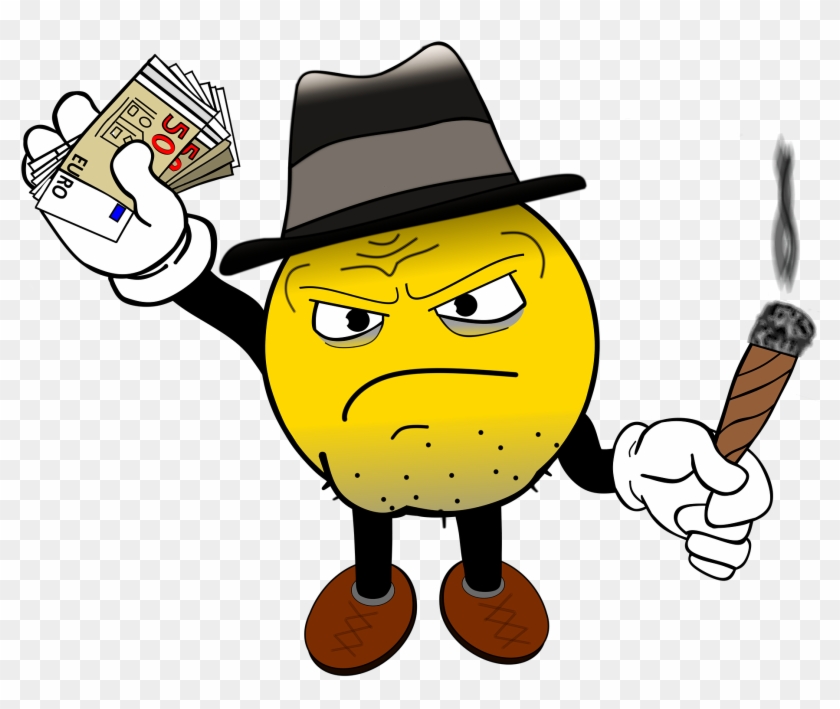 Cartoon Mafia Emoji with Euro Cash and Cigar - Free PNG Clipart