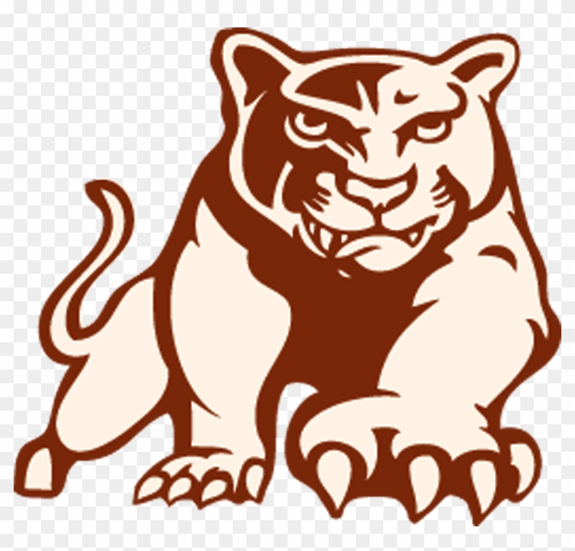 Stylized brown and cream panther mascot in aggressive crouching pose with bared teeth and sharp claws.