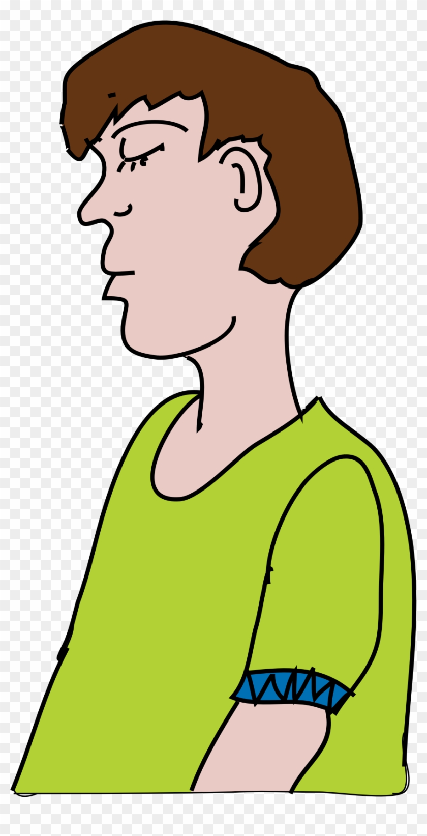 Cartoon Profile Illustration - Calm Person in Green Shirt