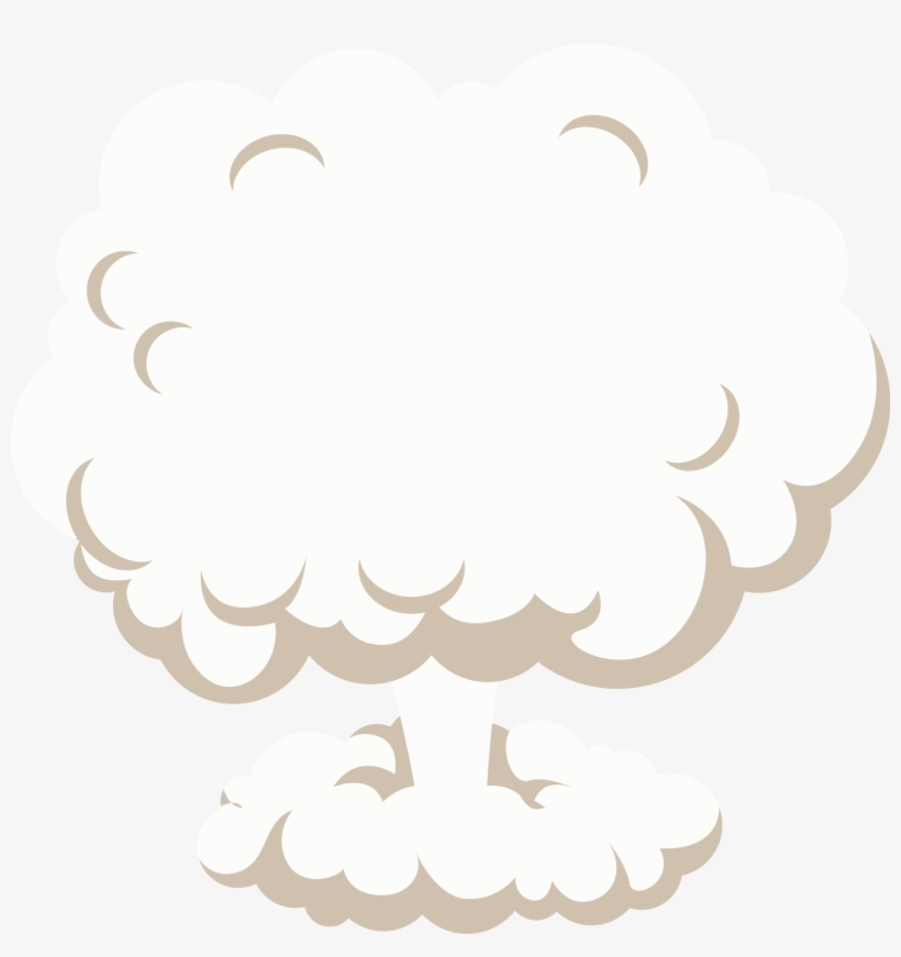 Stylized cartoon mushroom cloud explosion with beige outlines on white background.