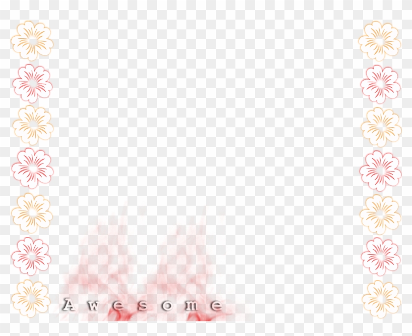 Delicate floral border with pink and cream blossoms framing a transparent background, featuring faint "Awesome" text at bottom.