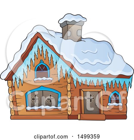 Cozy Winter Log Cabin Illustration - Free Clipart for Holiday & Seasonal Designs