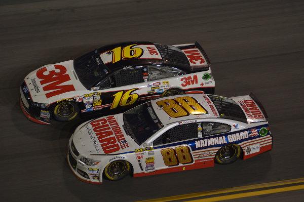 NASCAR Night Race Action: Car #16 vs #88 Duel on the Track