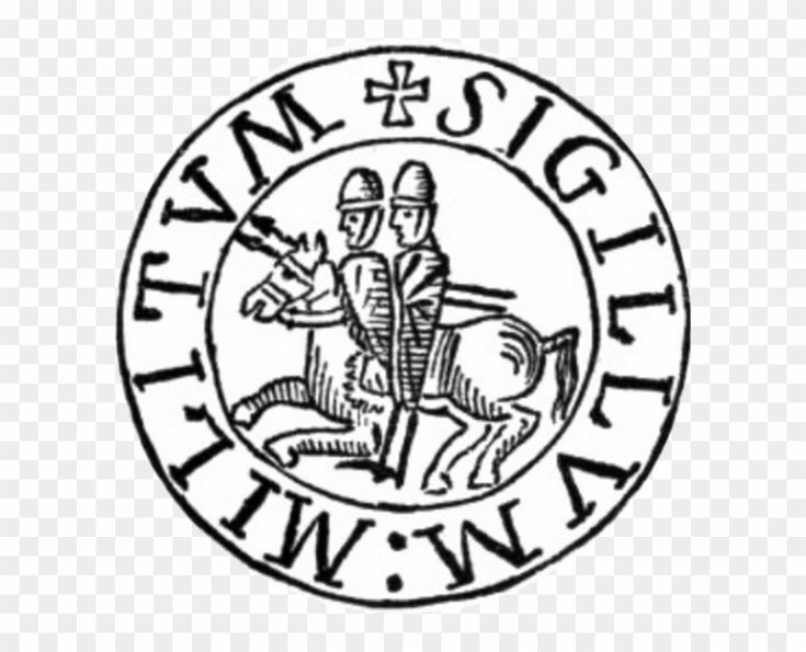 Medieval seal depicting two knights on horseback with Latin inscription "SIGILLVM MILITVM X" around the edge.
