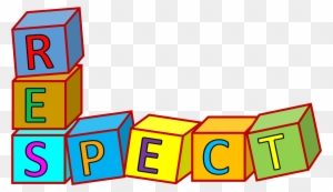 Colorful alphabet blocks spelling "RESPECT" in a playful stacked arrangement on a transparent background.