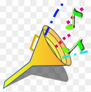 A yellow funnel with colorful musical notes and confetti flowing out, symbolizing creative input or audio processing.