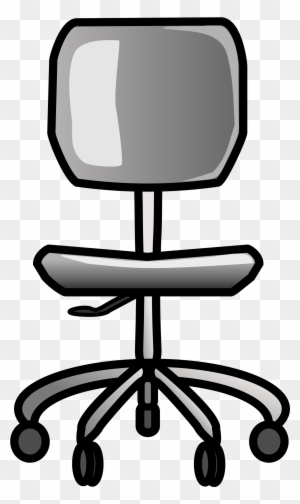 Gray office chair with five-wheel base, adjustable height, and padded seat and backrest on transparent background.