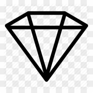 Black outline diamond icon on transparent background, stylized geometric gem symbol.