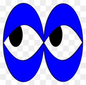 Blue stylized cartoon eyes with black pupils and white sclera, forming a symmetrical logo-like design.