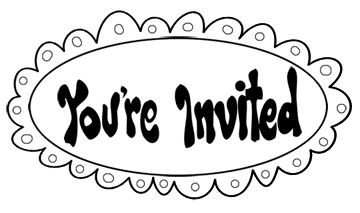 Decorative black-and-white oval frame with playful "You're Invited" text, ideal for party or event invitations.
