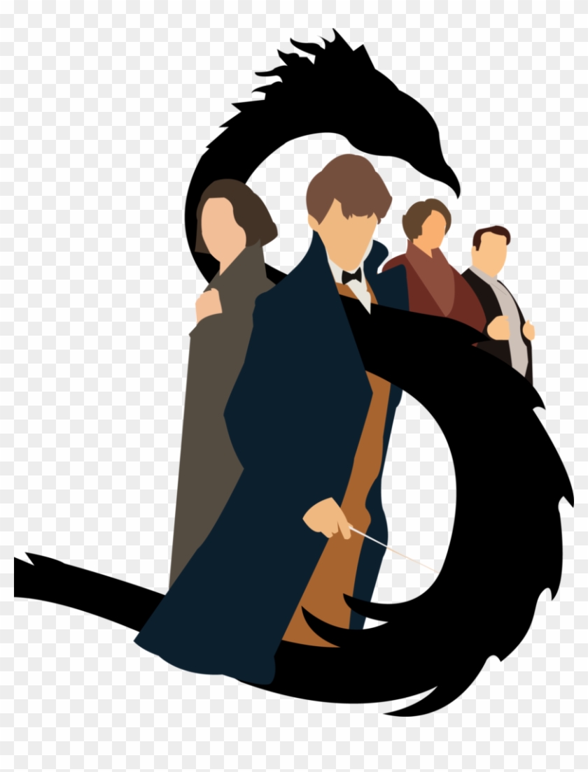 Harry Potter Inspired Art - The D-Art Design Featuring Four Wizards and a Dragon