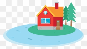 Cozy Island Home Illustration - Ideal for Real Estate or Storybook Themes