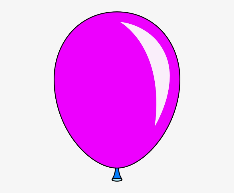 Bright magenta balloon with white highlight and blue tied knot, cartoon-style illustration.