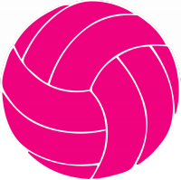 Pink volleyball with white stitching lines